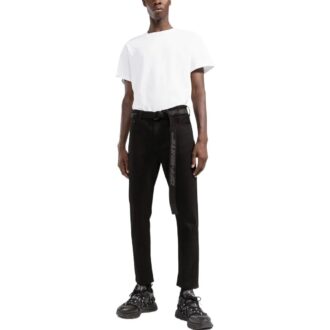 Pantalon casual droit à taille haute unie Off-White pour homme SS22, noir