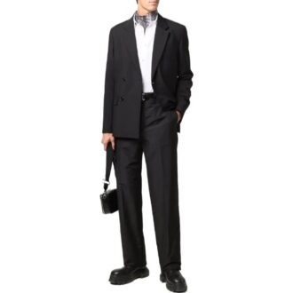 Pantalon casual droit unie Off-White pour homme, collection printemps-été 2022, noir Pantalon casual droit unie Off-White pour homme, collection printemps-été 2022, noir