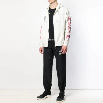 Pantalon casual unie pour homme Off-White avec bande blanche sur le côté, noir Pantalon casual unie pour homme Off-White avec bande blanche sur le côté, noir