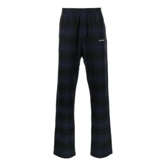 Pantalon décontracté à carreaux Off-White pour homme SS22 bleu noir