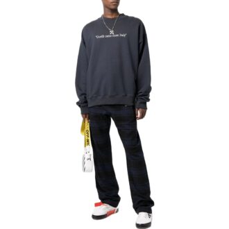 Pantalon décontracté à carreaux Off-White pour homme SS22 bleu noir