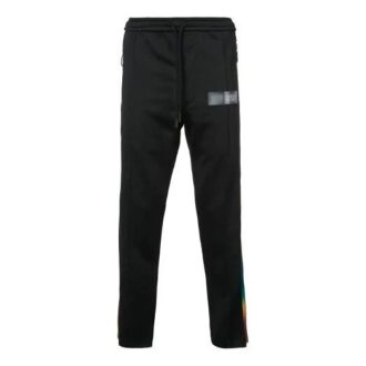 Pantalon décontracté à cordon de serrage et bande latérale Off-White pour homme, coupe ample, noir