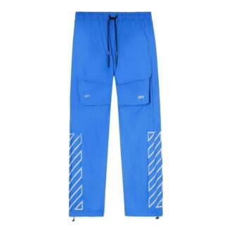Pantalon décontracté à lacets imprimé Off-White pour homme SS22, bleu