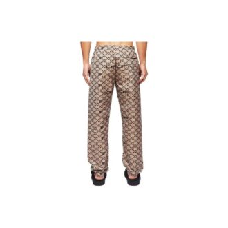 Pantalon décontracté Off-White pour homme à imprimé logo intégral et taille élastique, beige automne