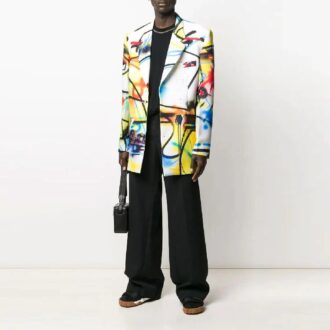 Pantalon de costume casual unie pour homme Off-White, coupe ample, noir