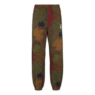 Pantalon de sport ajusté FW20 avec appliqué feuille pour homme, kaki/vert Pantalon de sport ajusté FW20 avec appliqué feuille pour homme, kaki/vert