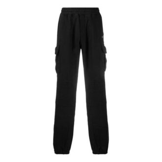Pantalon de sport cargo pour homme Off-White à taille élastique et logo, coupe ajustée, noir Pantalon de sport cargo pour homme Off-White à taille élastique et logo, coupe ajustée, noir