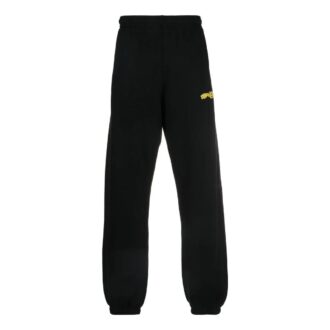 Pantalon de sport décontracté Off-White pour homme, version à rayures et logo imprimé, noir Pantalon de sport décontracté Off-White pour homme, version à rayures et logo imprimé, noir