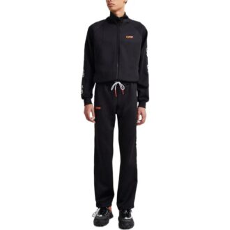 Pantalon de sport droit à lacets et logo sur le côté Off-White pour homme, collection printemps-été 2022, version standard, noir Pantalon de sport droit à lacets et logo sur le côté Off-White pour homme, collection printemps-été 2022, version standard, noir