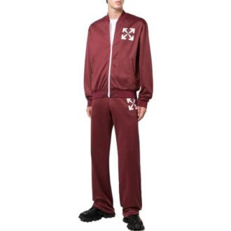 Pantalon de sport droit Off-White pour homme FW22 avec imprimé Arrows, version rouge Pantalon de sport droit Off-White pour homme FW22 avec imprimé Arrows, version rouge