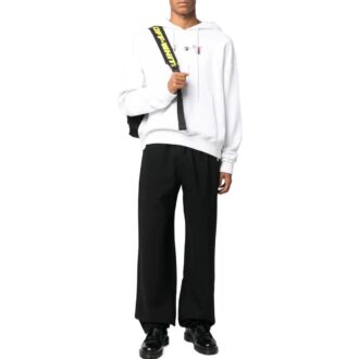 Pantalon de sport/jogging droit unie avec logo brodé Off-White pour homme, collection automne-hiver 2022, coupe ample, noir Pantalon de sport/jogging droit unie avec logo brodé Off-White pour homme, collection automne-hiver 2022, coupe ample, noir