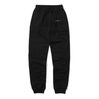 Pantalon de sport/jogging à lacets à motifs Off-White pour homme, coupe ample, noir