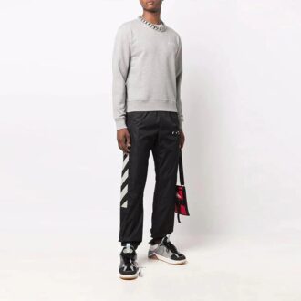 Pantalon de sport/jogging Off-White pour homme FW21 à rayures diagonales et logo, coupe ample, noir Pantalon de sport/jogging Off-White pour homme FW21 à rayures diagonales et logo, coupe ample, noir