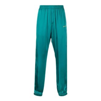 Pantalon de sport/jogging Off-White pour homme FW22 en satin avec taille élastique, version à pieds intégrés, vert Pantalon de sport/jogging Off-White pour homme FW22 en satin avec taille élastique, version à pieds intégrés, vert