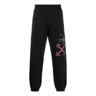 Pantalon de sport/jogging Off-White pour homme, imprimé araignée et logo, noir Pantalon de sport/jogging Off-White pour homme, imprimé araignée et logo, noir