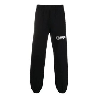 Pantalon de sport/jogging Off-White pour homme à imprimé logo, coupe ample, noir Pantalon de sport/jogging Off-White pour homme à imprimé logo, coupe ample, noir