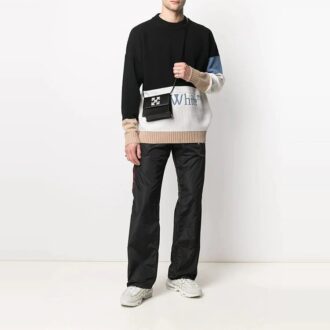 Pantalon de sport/jogging Off-White pour homme SS21 avec logo et détail zippé, noir Pantalon de sport/jogging Off-White pour homme SS21 avec logo et détail zippé, noir