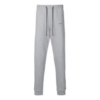 Pantalon de sport/jogging Off-White pour homme SS21 à cordon de serrage et logo flèche jaune, coupe slim, gris Pantalon de sport/jogging Off-White pour homme SS21 à cordon de serrage et logo flèche jaune, coupe slim, gris