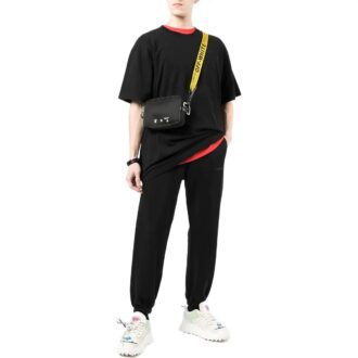 Pantalon de sport/jogging Off-White pour homme SS22 avec logo imprimé à l’arrière, noir Pantalon de sport/jogging Off-White pour homme SS22 avec logo imprimé à l’arrière, noir