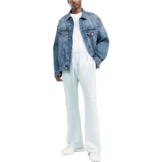 Pantalon de sport/jogging Off-White pour homme SS22, couleur unie, cordon de serrage, bleu clair Pantalon de sport/jogging Off-White pour homme SS22, couleur unie, cordon de serrage, bleu clair
