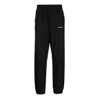 Pantalon de sport/jogging Off-White pour homme SS22 à rayures diagonales et logo imprimé, noir Pantalon de sport/jogging Off-White pour homme SS22 à rayures diagonales et logo imprimé, noir