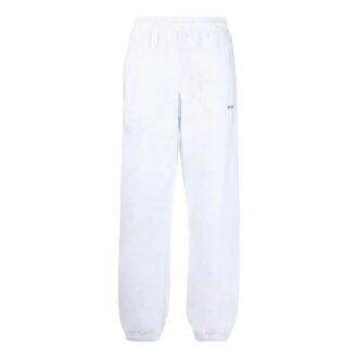 Pantalon de sport/jogging Off-White pour homme SS22 unie avec logo imprimé et rayures, version blanche Pantalon de sport/jogging Off-White pour homme SS22 unie avec logo imprimé et rayures, version blanche