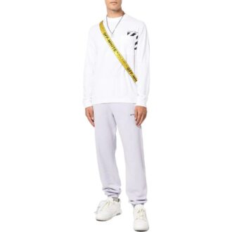 Pantalon de sport/jogging Off-White pour homme SS22, version imprimé twill iconique, gris clair