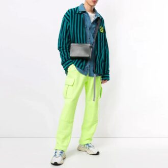 Pantalon de sport/jogging pour homme Off-White à poches cargo et taille élastiquée, vert fluo Pantalon de sport/jogging pour homme Off-White à poches cargo et taille élastiquée, vert fluo