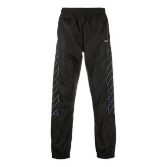 Pantalon de sport long en nylon à rayures noir