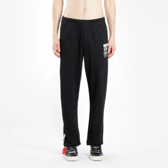 Pantalon de sport long noir à imprimé alphabet et motif Mona Lisa