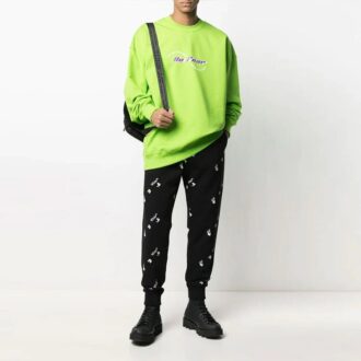 Pantalon de sport noir avec grand logo imprimé, collection printemps-été 2021