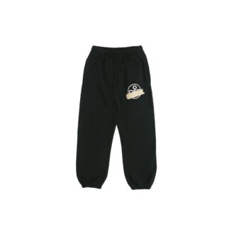 Pantalon de sport noir à rayures avec ceinture en caoutchouc noir et doré