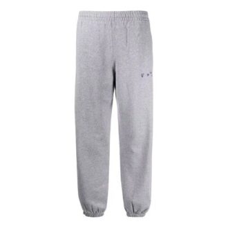 Pantalon de sport/pantalon/jogging gris brodé blanc cassé Pantalon de sport/pantalon/jogging gris brodé blanc cassé