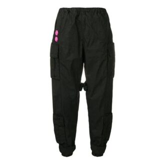 Pantalon de sport/pantalon/jogging unie pour homme Off-White avec poches cargo, coupe ample, noir