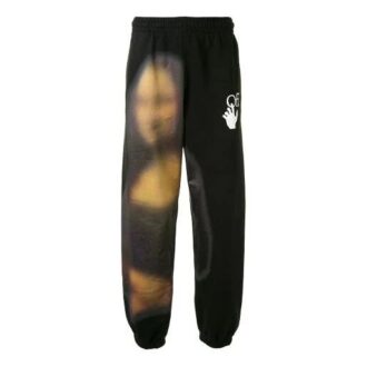 Pantalon de sport pour homme noir avec logo Mona Lisa en applique