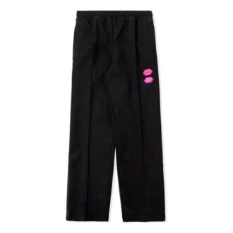 Pantalon de sport rétro en caoutchouc avec logo, noir