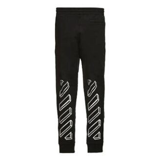 Pantalon de survêtement ajusté à motif graphique 3D, Arrows en diagonale, noir/blanc