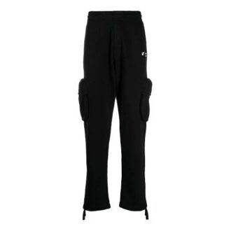 Pantalon de survêtement cargo à logo SS21, coupe ajustée, noir