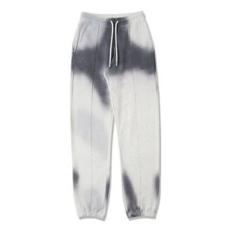 Pantalon de survêtement en coton tie-dye pour homme, gris et blanc