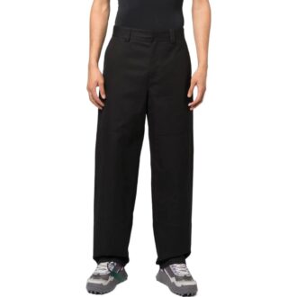 Pantalon droit décontracté Off-White pour homme FW22, imprimé rayé unie, coupe ample, noir