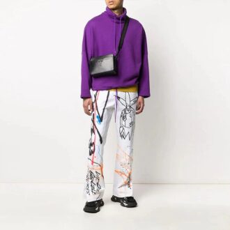 Pantalon droit décontracté taille haute Off-White pour homme FW22 avec imprimé graffiti, version blanche