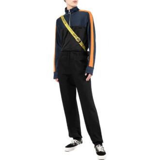 Pantalon droit décontracté à taille élastique unie Off-White pour homme, collection SS22, version noire