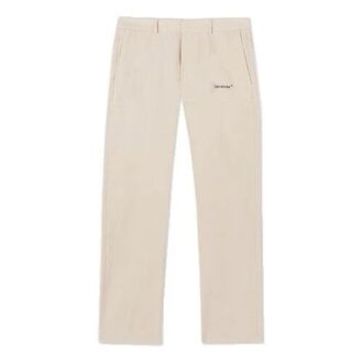 Pantalon droit décontracté unie avec logo imprimé Off-White pour homme, collection printemps-été 2022, beige