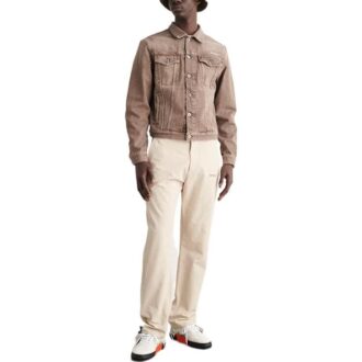 Pantalon droit décontracté unie avec logo imprimé Off-White pour homme, collection printemps-été 2022, beige