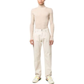 Pantalon droit zippé « Beige »