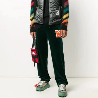 Pantalon FW20 à patch logo et effet velours