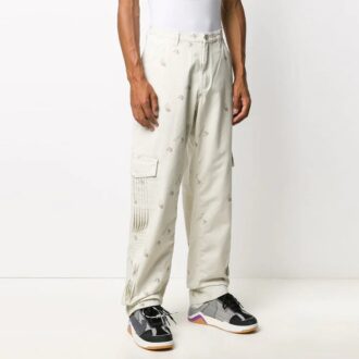 Pantalon long décontracté à boucle et motif géométrique Off-White pour homme, coupe ample, blanc