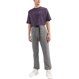 Pantalon long décontracté à ceinture Off-White pour homme FW22, couleur unie, gris