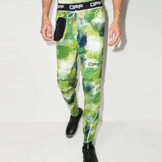 Pantalon long décontracté imprimé camouflage Off-White pour homme, vert