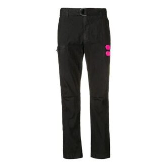 Pantalon long décontracté Off-White pour homme, taille D, coupe ajustée, noir